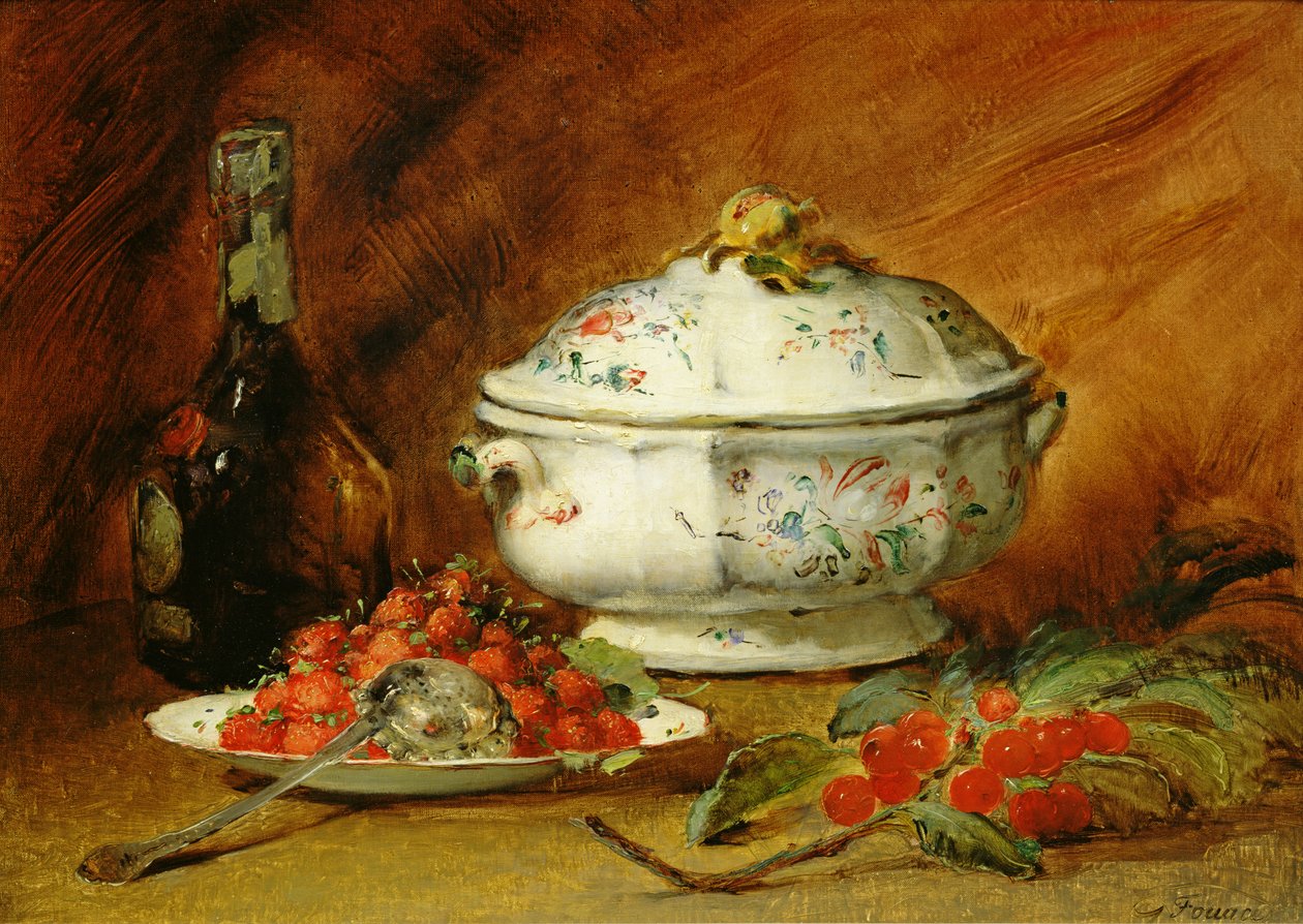Stilleben med en suppeterrin af Guillaume Romain Fouace