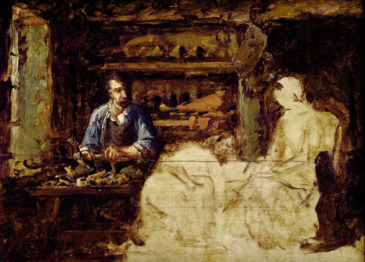Skomageren fra Reville, en by nær Cherbourg (olie på træ) af Guillaume Romain Fouace