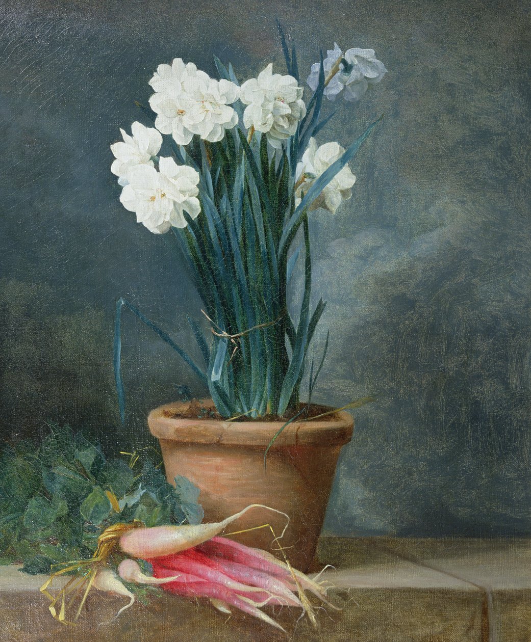 Stilleben af Narcissi i en terracottagryde af Guillaume Thomas Raphael Taraval