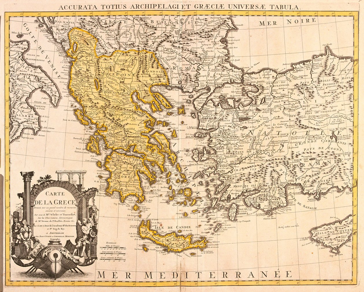 Kort over Grækenland(radering af Guillaume Delisle