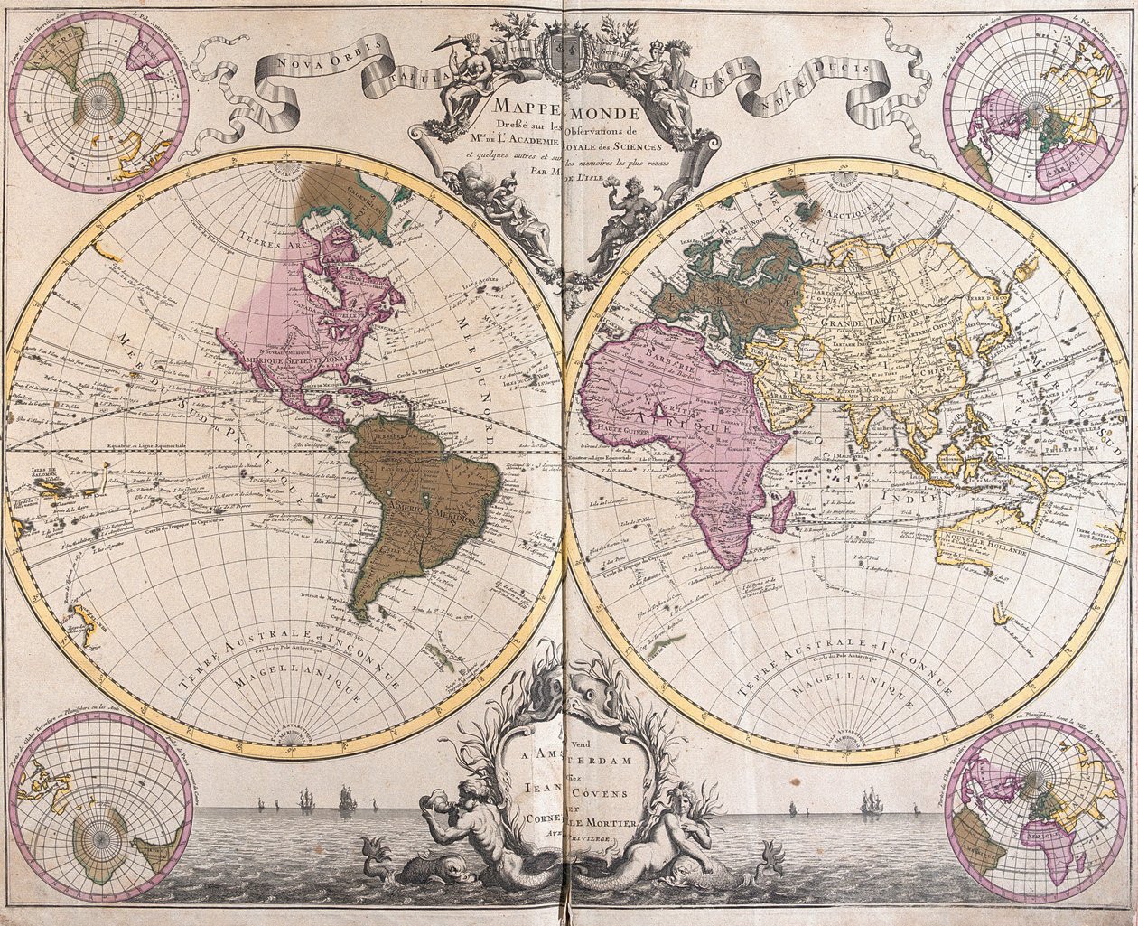 Planisphere World (ætsning af Guillaume Delisle