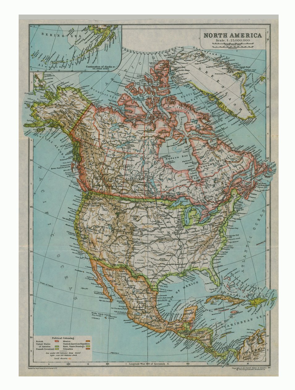 Kort over Nordamerika, c1910 af Gull Engraving Company