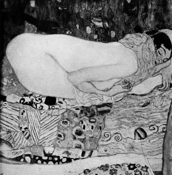 Bildnis Ria Munk Græsk mytologisk karakter Leda (fra historien om Leda og Svanen). af Gustav Klimt