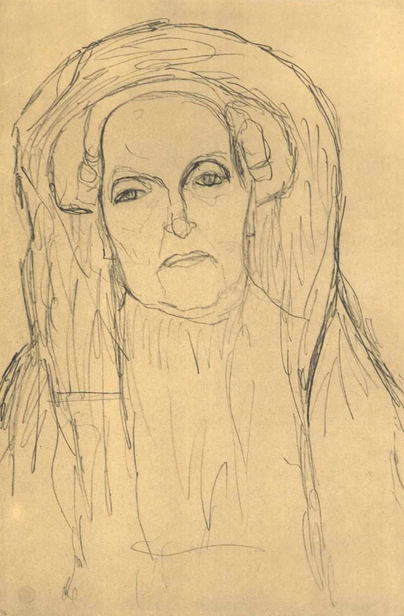 Halvlangt portræt af en gammel kvinde af Gustav Klimt