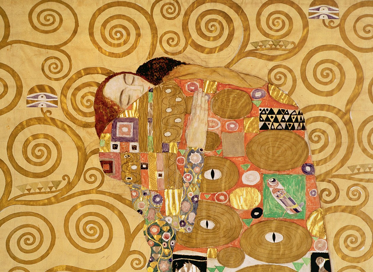 Opfyldelse (Stoclet-frise) ca. 1905-09 (tempera, wc) (detalje af 65884) af Gustav Klimt