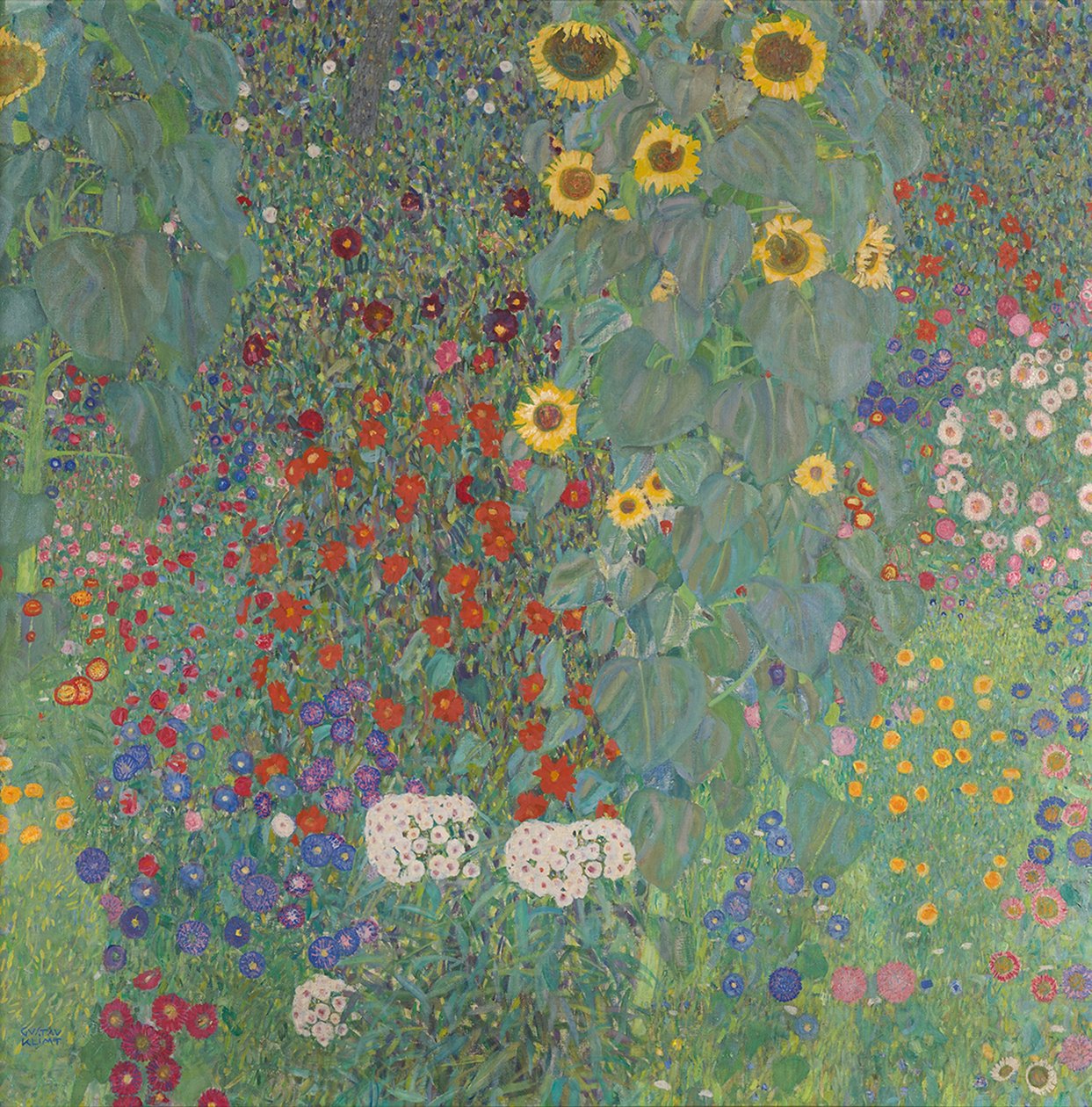 Have med solsikker på landet af Gustav Klimt
