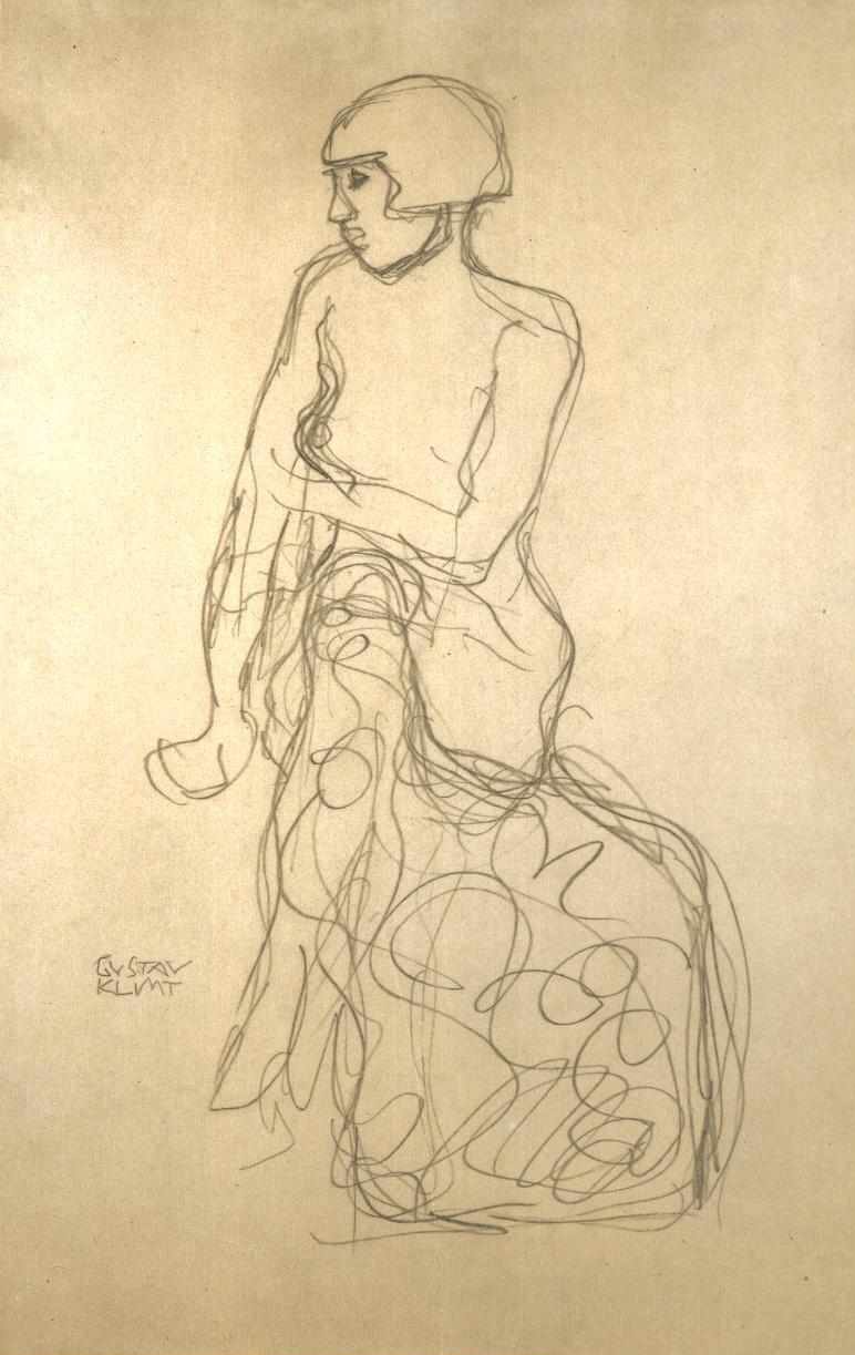 Halv tid til venstre af Gustav Klimt