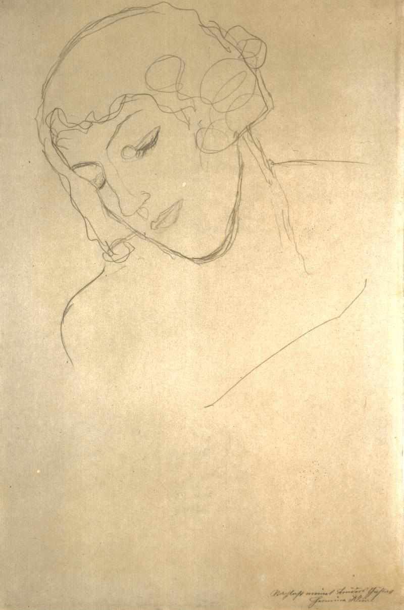 En kvindes hoved og bryst af Gustav Klimt