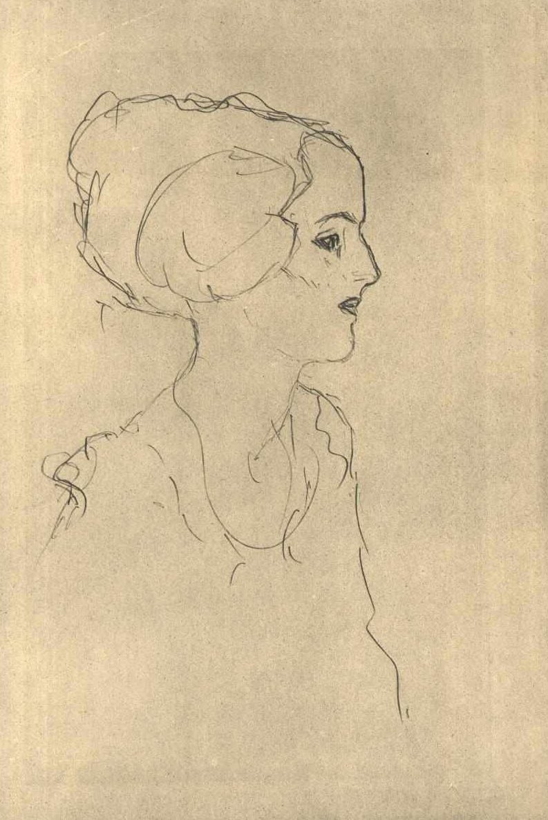Pige i profil til højre af Gustav Klimt