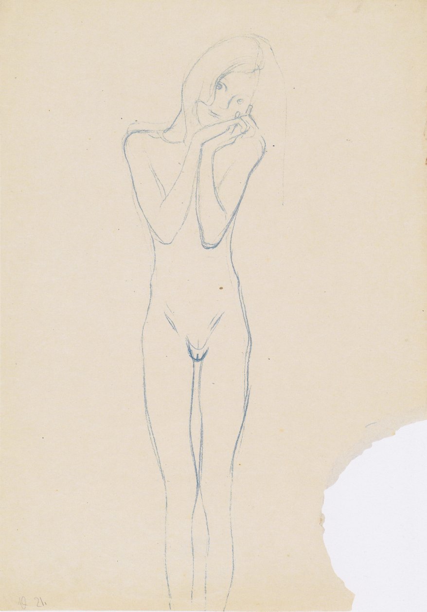 Nøgen forfra af Gustav Klimt