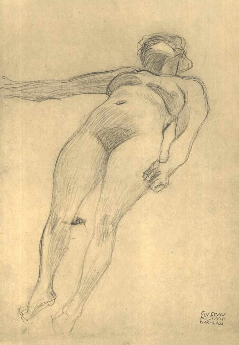 Nøgen flyder til højre af Gustav Klimt