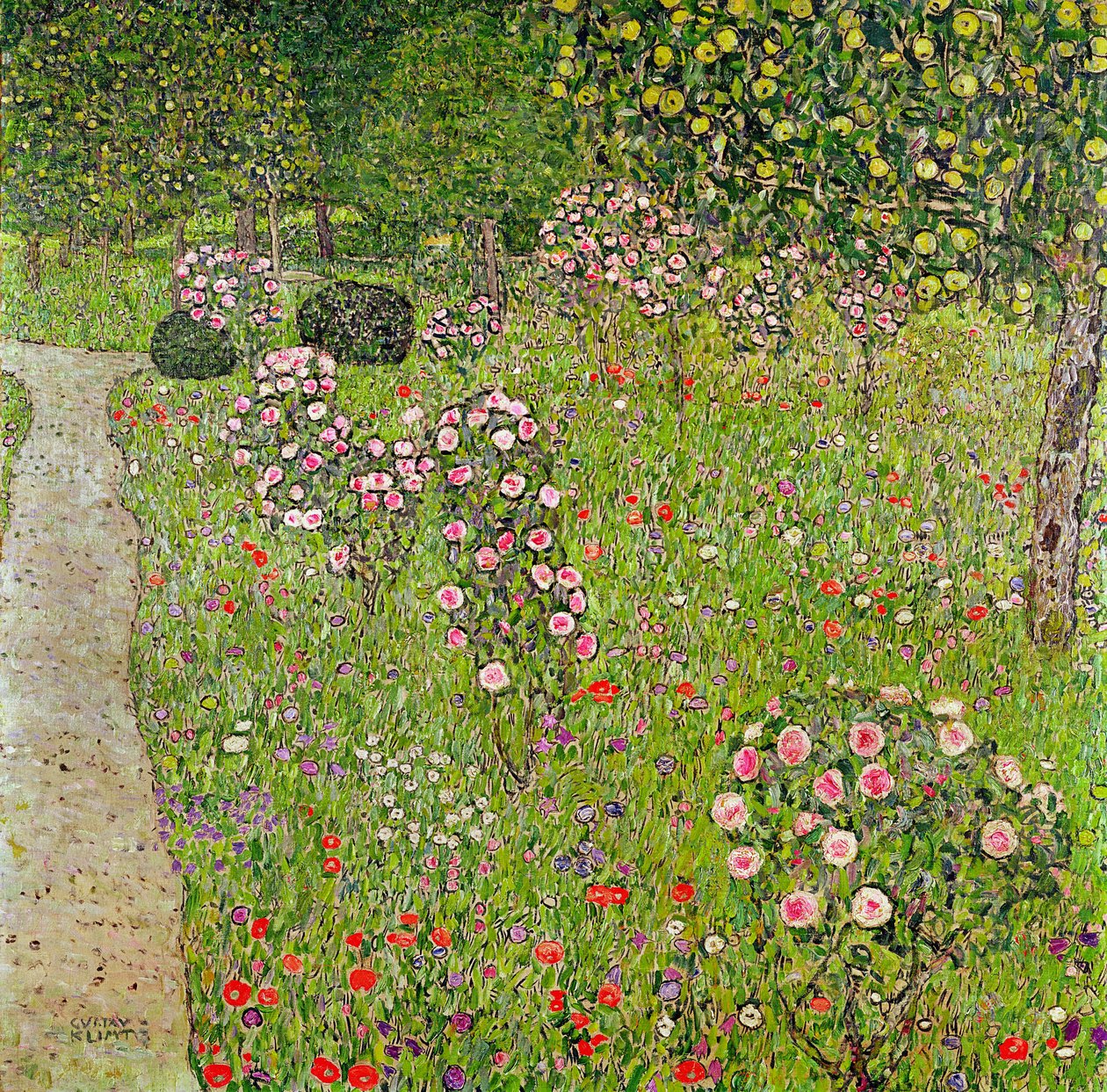 Frugthave med roser af Gustav Klimt