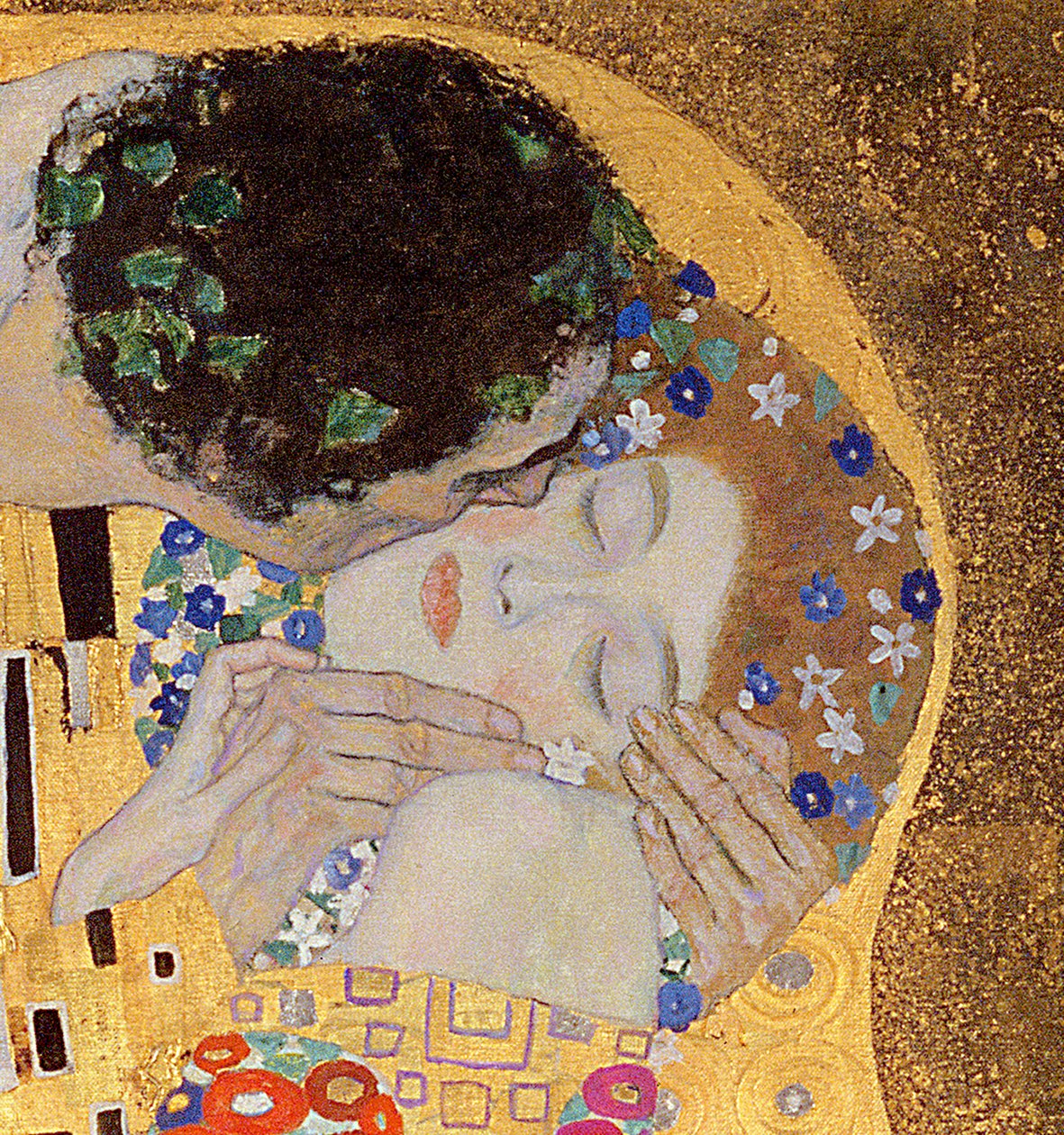 The Kiss, 1907-08 (detalje af 601) af Gustav Klimt
