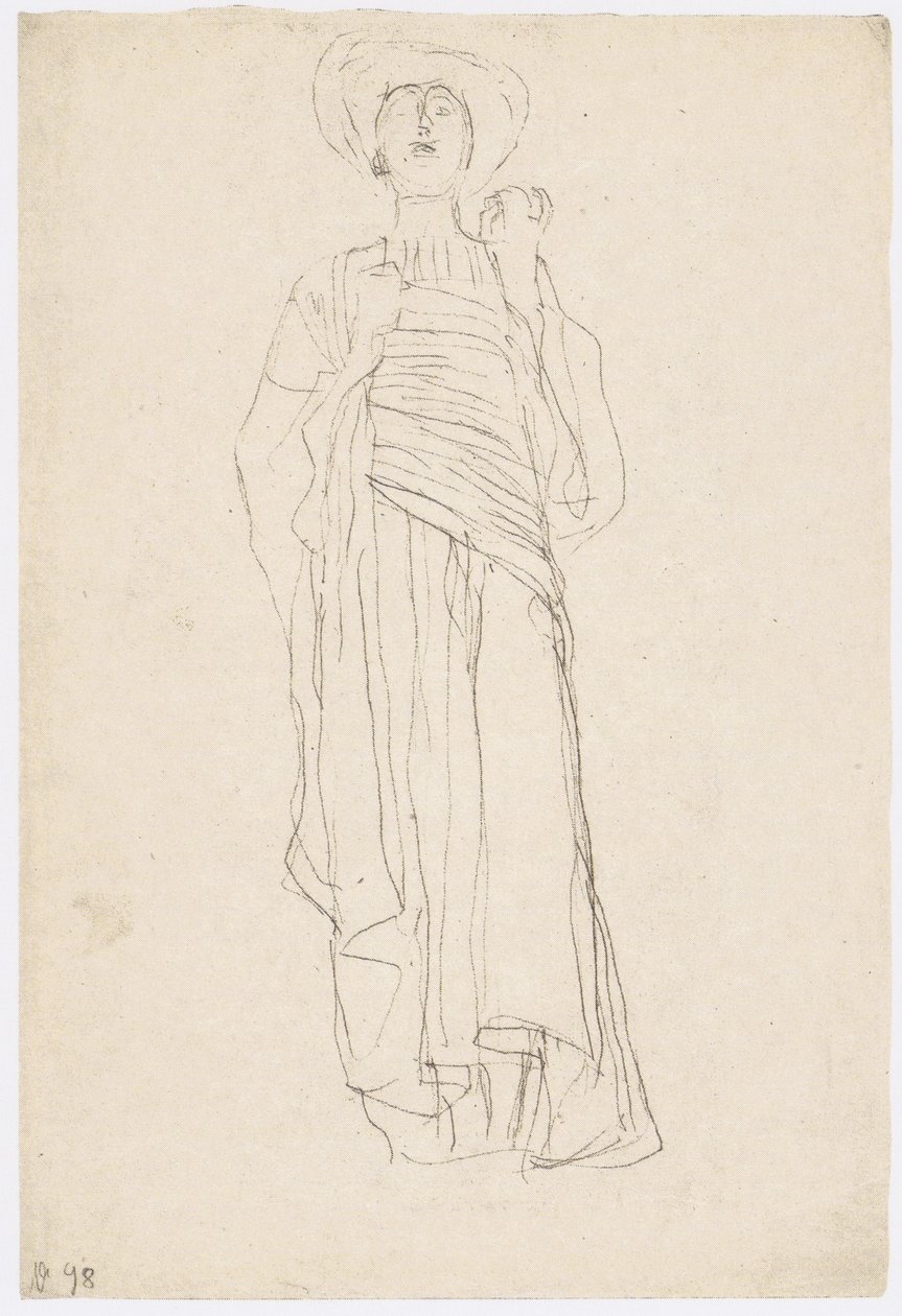 Kvindelig figur med toga (undersøgelse for "Justitia") af Gustav Klimt