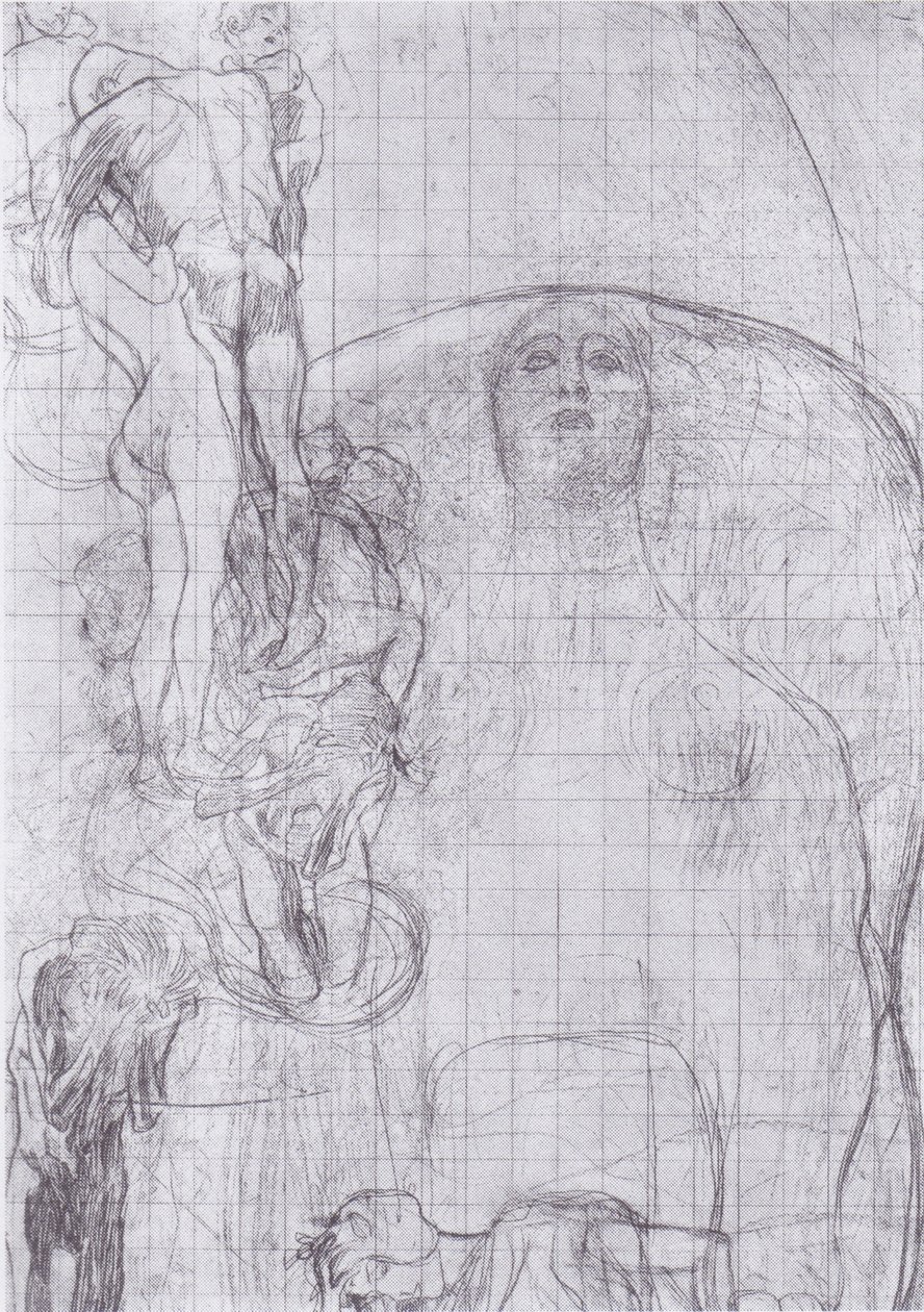 Overførselsskitse af filosofi af Gustav Klimt