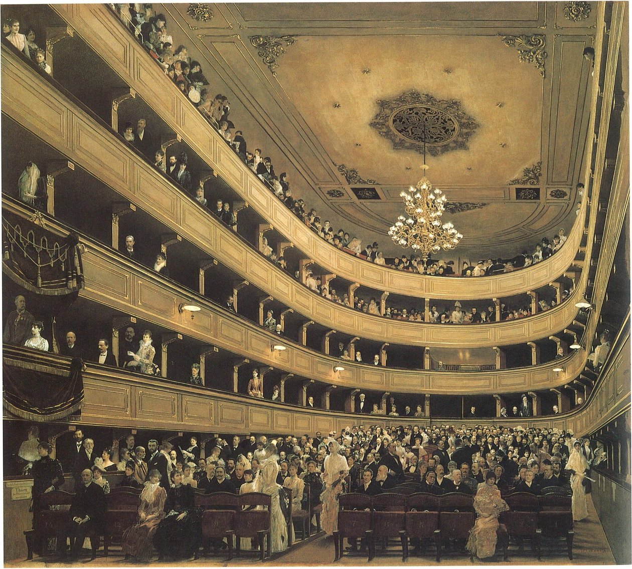Auditorium i det gamle Burgtheater i Wien af Gustav Klimt