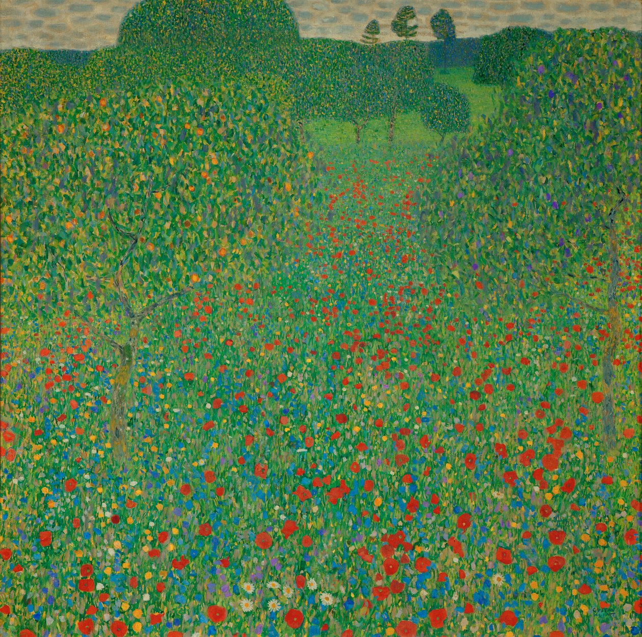 En mark med valmuer af Gustav Klimt