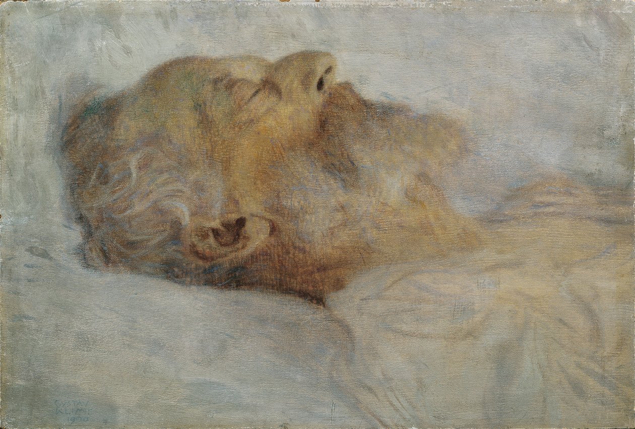 Gammel mand på dødslejet af Gustav Klimt