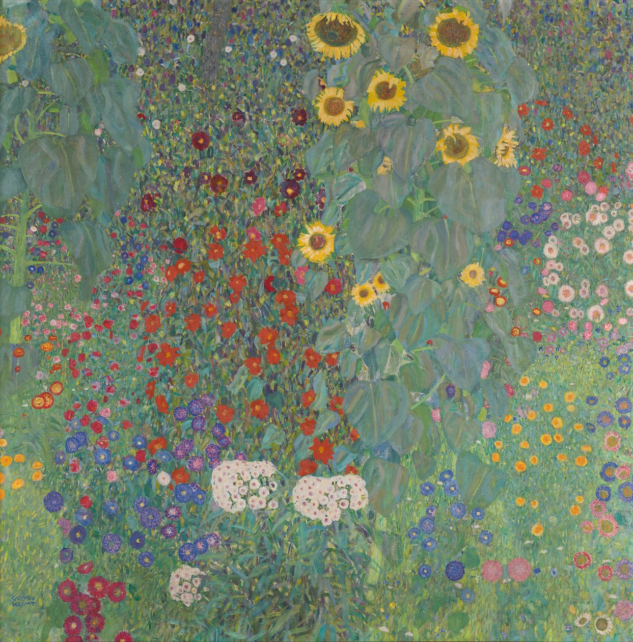 Sommerhushave med solsikker af Gustav Klimt