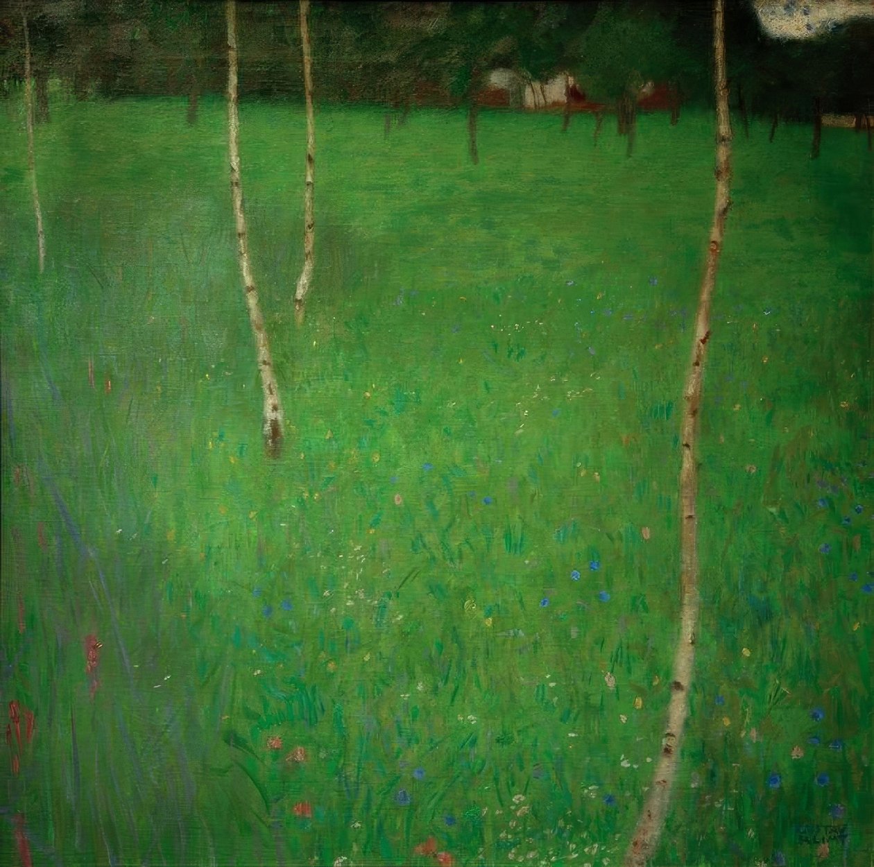 Stuehus med birketræer af Gustav Klimt