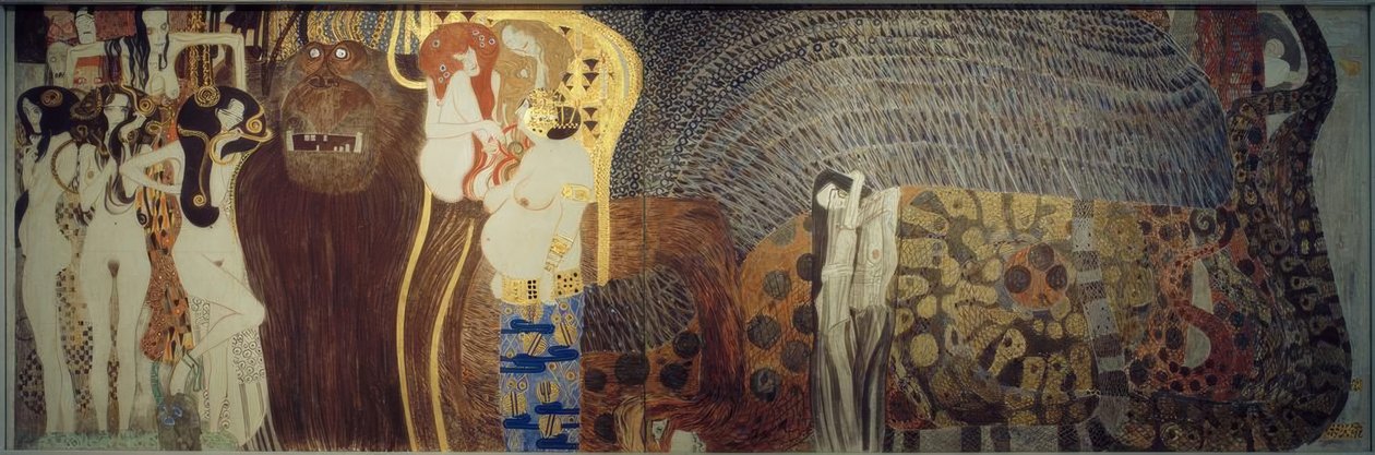 Beethoven Frise - Fjendtlige styrker af Gustav Klimt