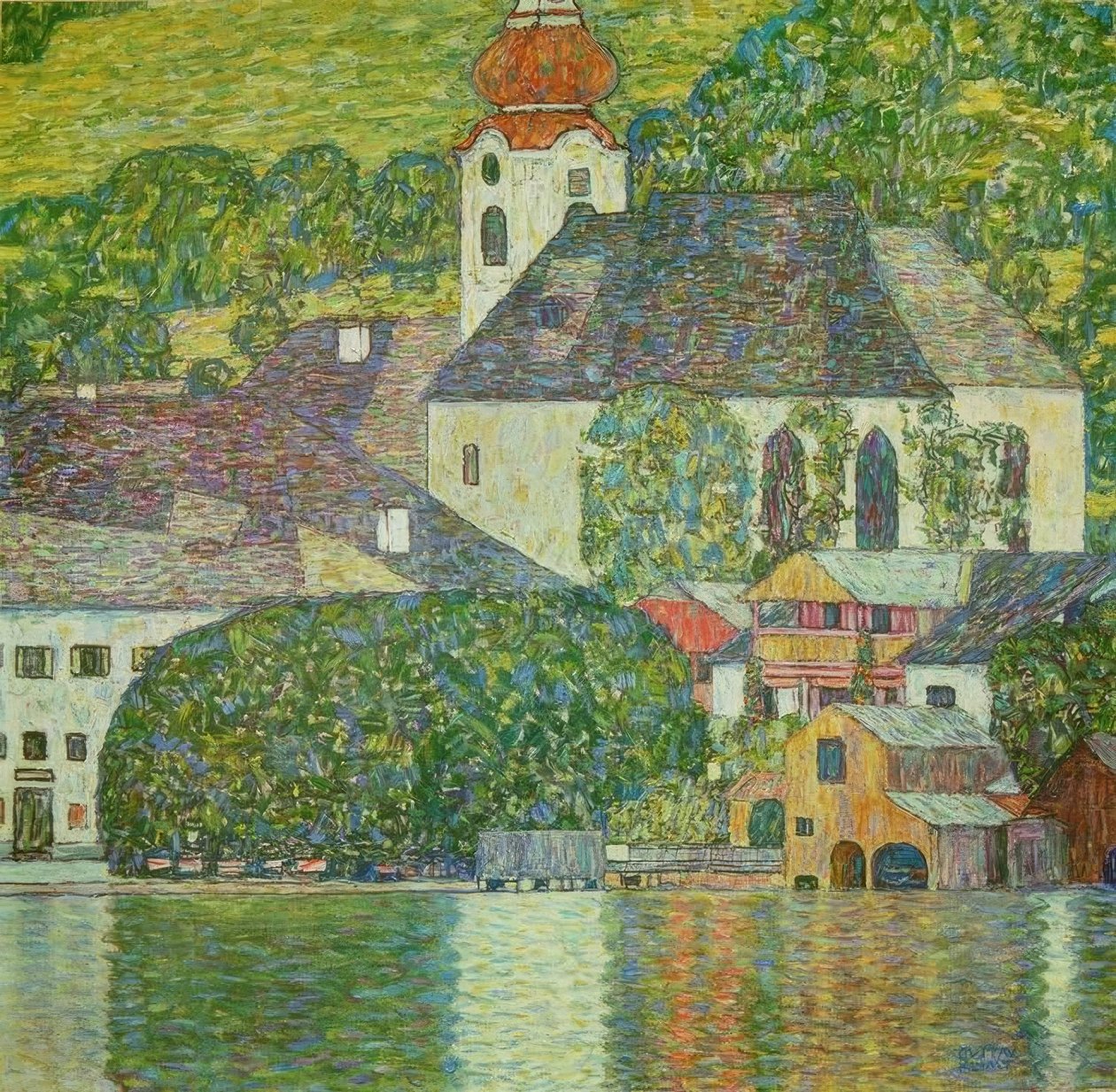 Kirke i Unterach ved Attersee-søen af Gustav Klimt