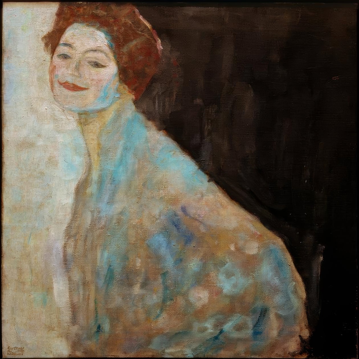Portræt af en dame i hvidt af Gustav Klimt