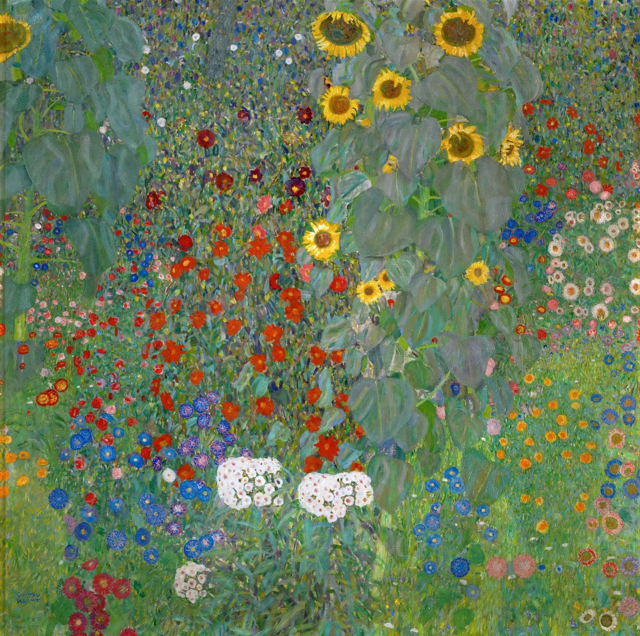 Gårdhave med solsikker, 1905-1906 af Gustav Klimt