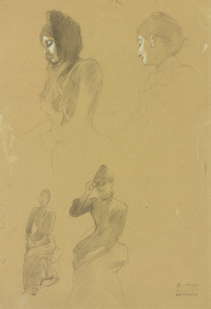 Fire portrætstudier af kvinder af Gustav Klimt
