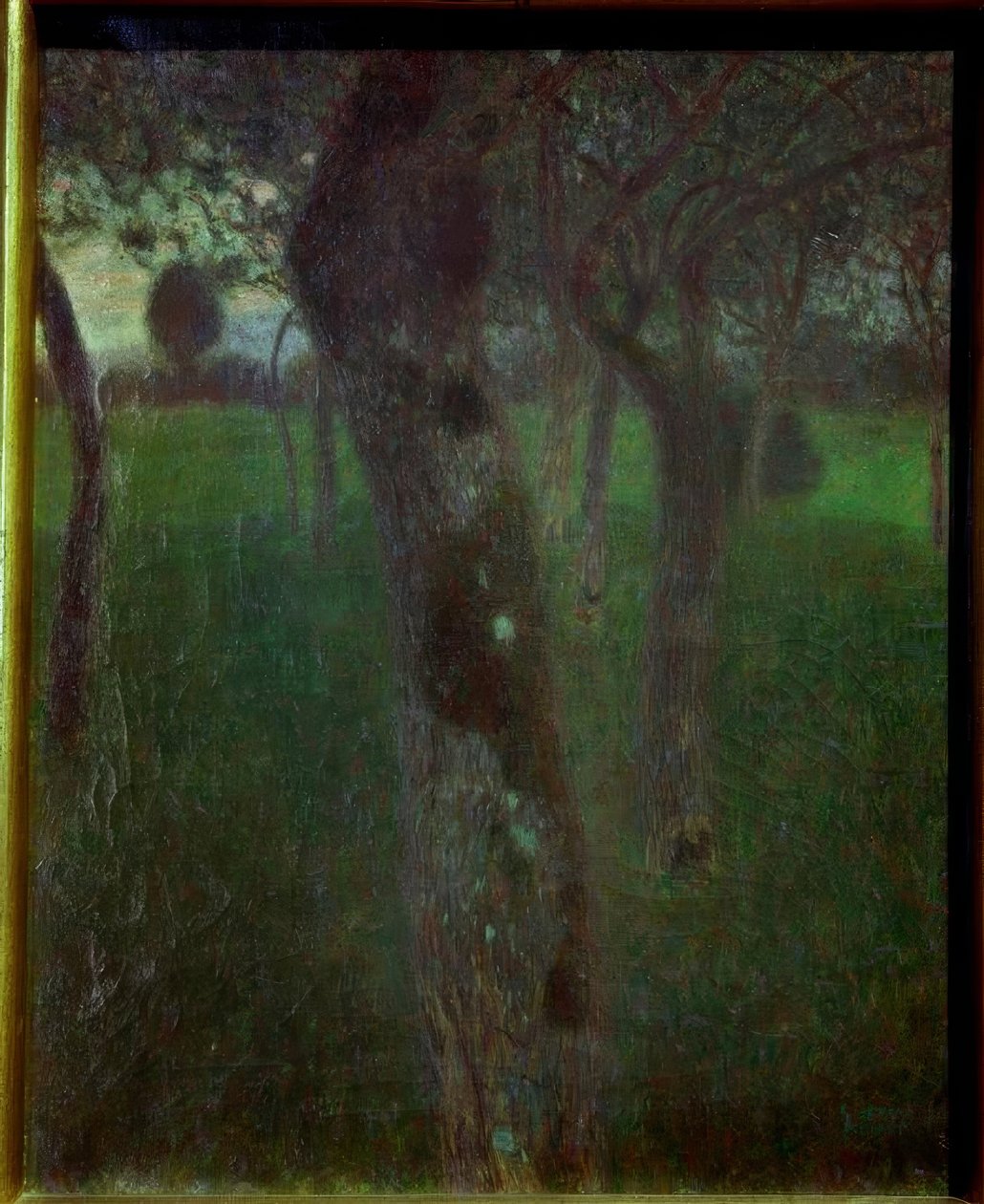 Orchard om aftenen (Orchard om aftenen) af Gustav Klimt