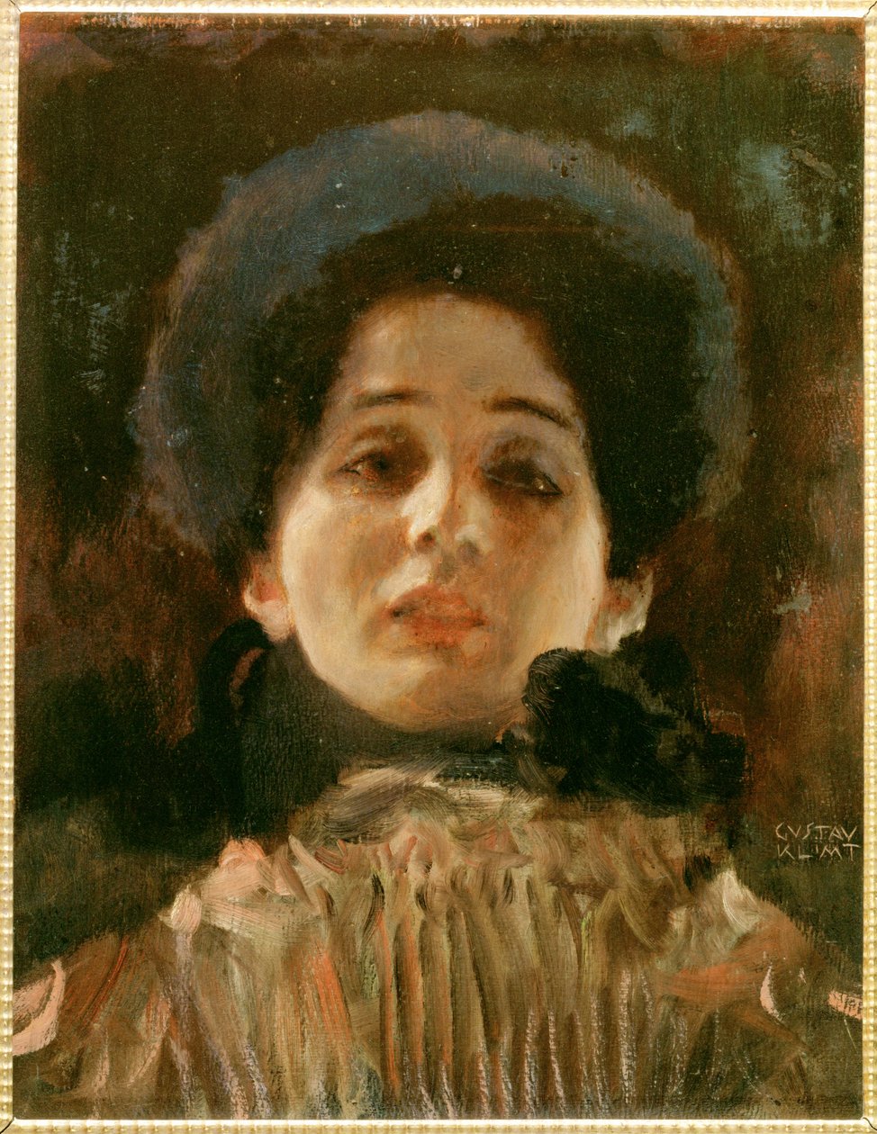 Portræt og ansigt af en kvinde af Gustav Klimt