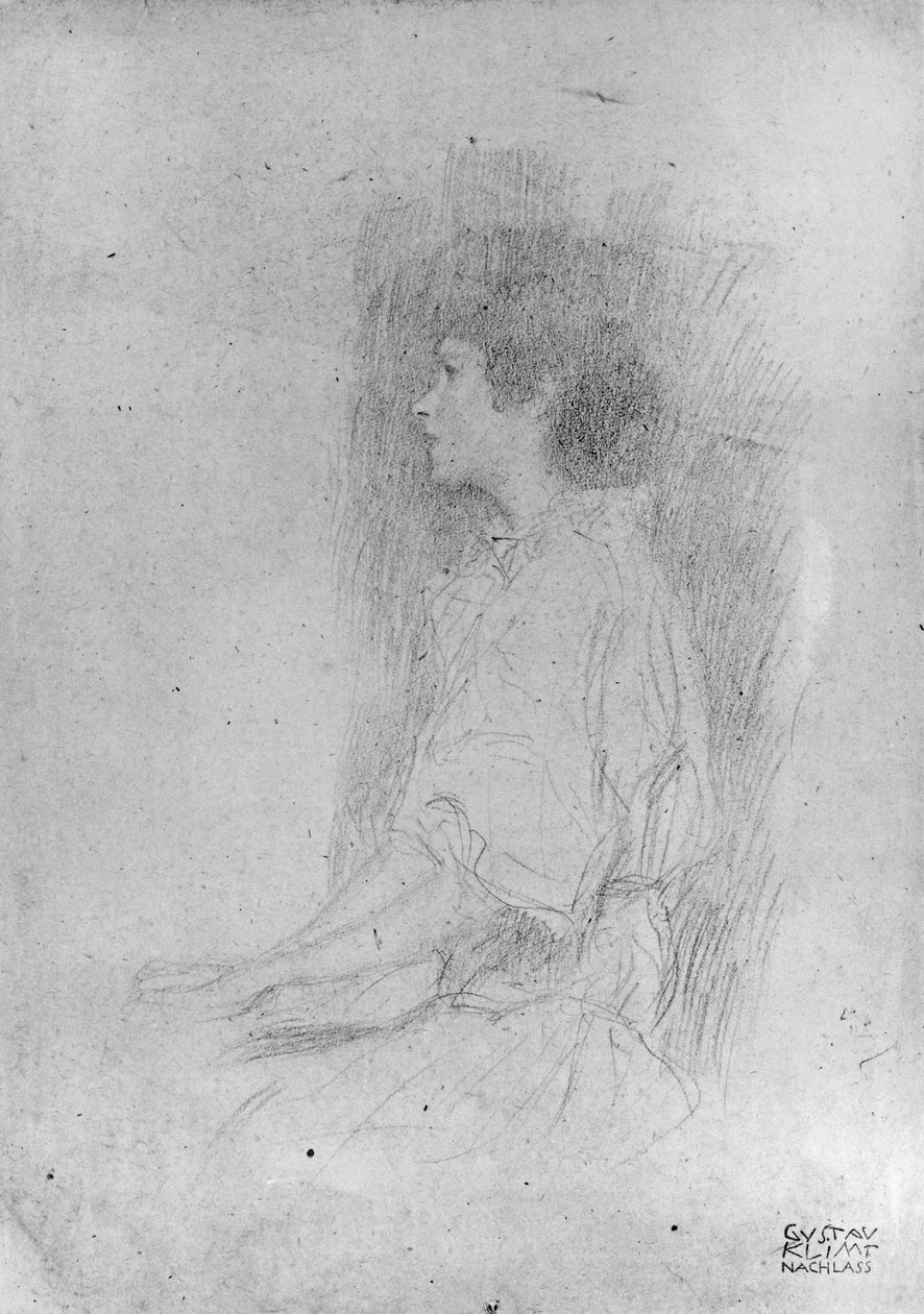 Siddende pige i skygge af Gustav Klimt