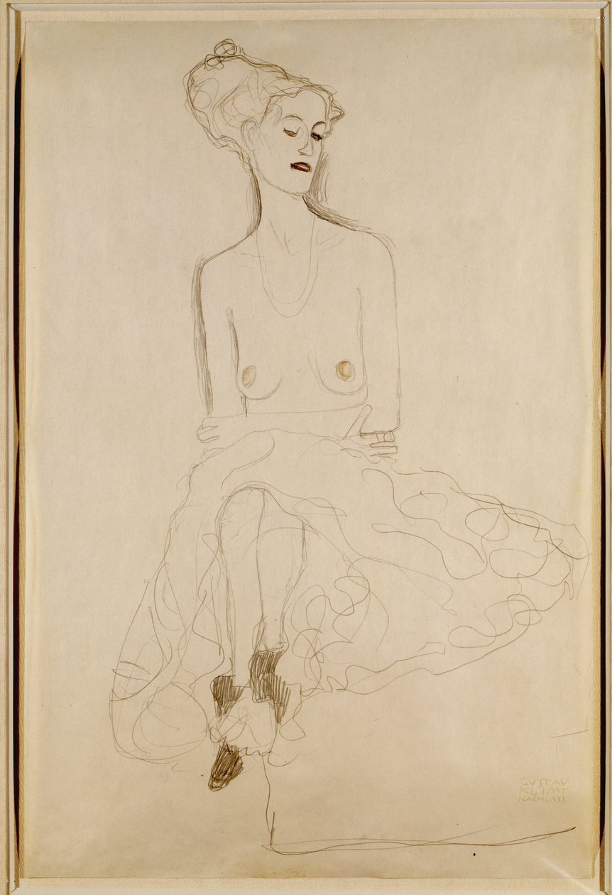 Siddende kvinde, 1908 af Gustav Klimt