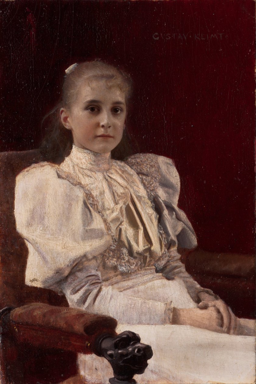 Siddende ung pige, 1894 af Gustav Klimt