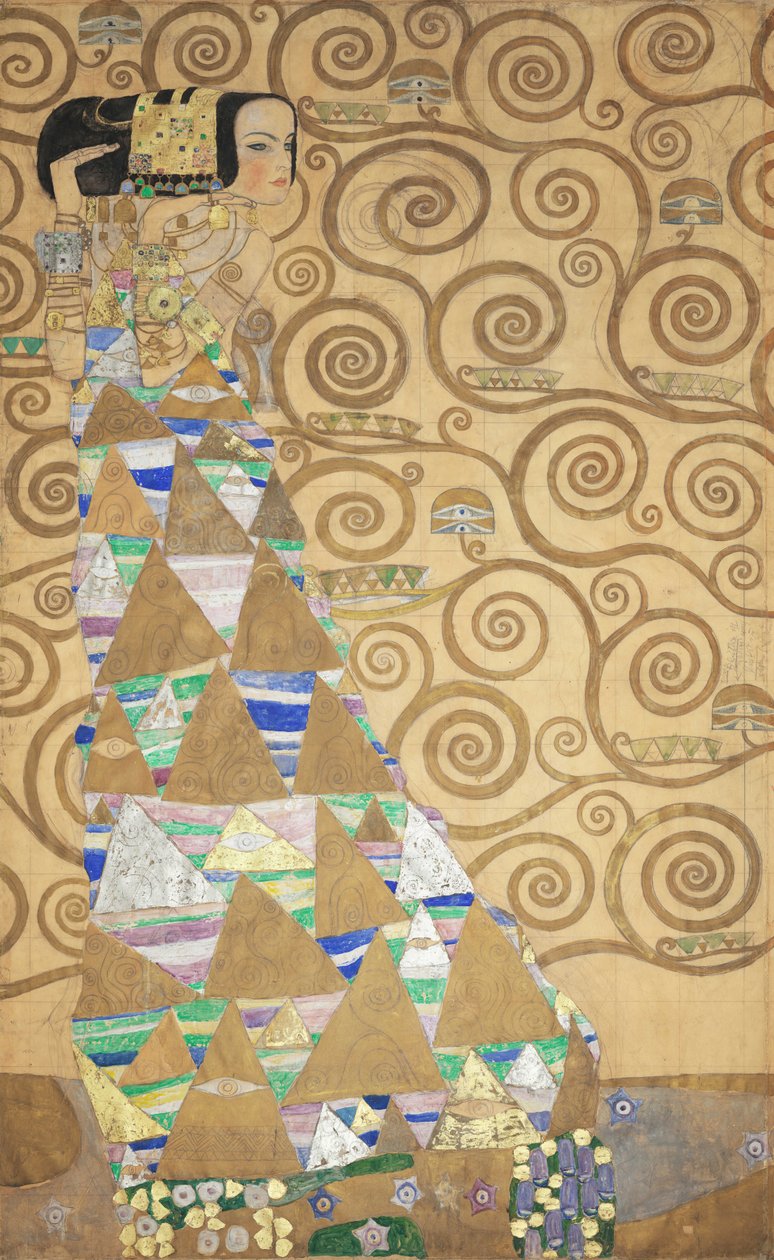 Stoclet-frisen, Detalje: Forventningen, 1905-1909. af Gustav Klimt