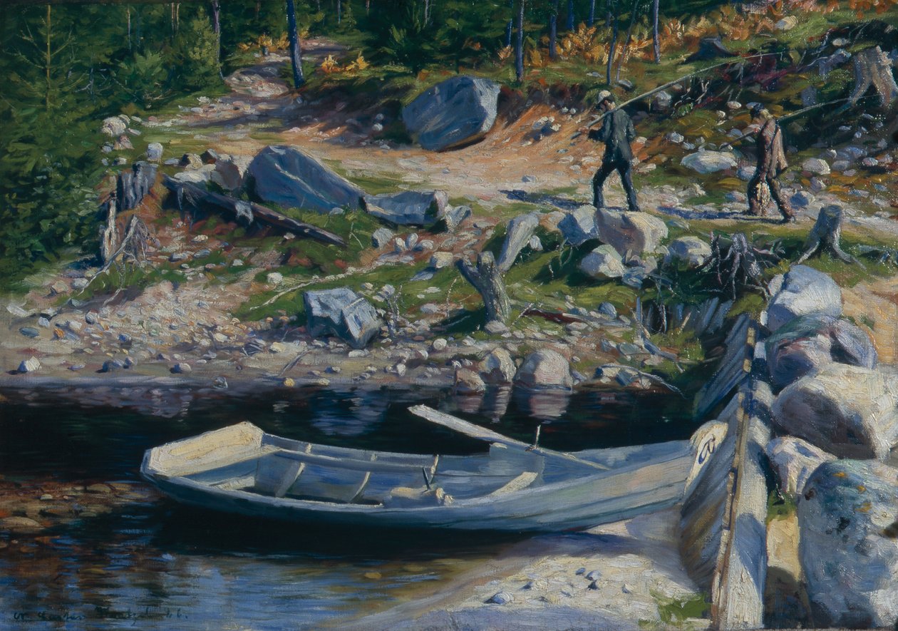 Hjem fra fiskeri af Gustav Wentzel