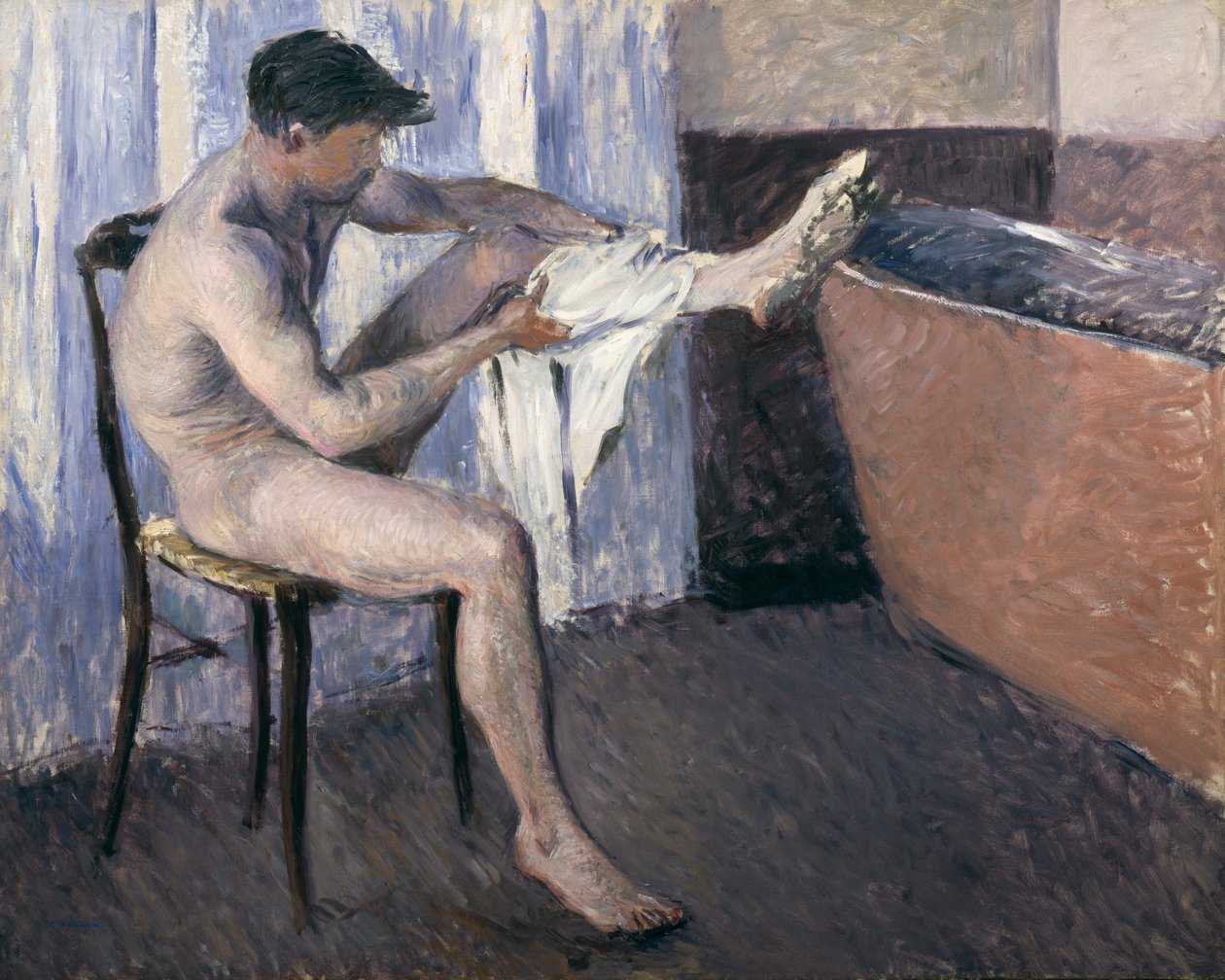 Mand tørrer sit ben af Gustave Caillebotte