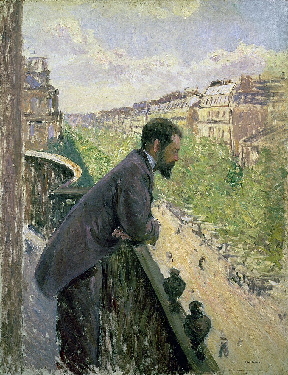 Mand på en altan, ca. 1880 af Gustave Caillebotte