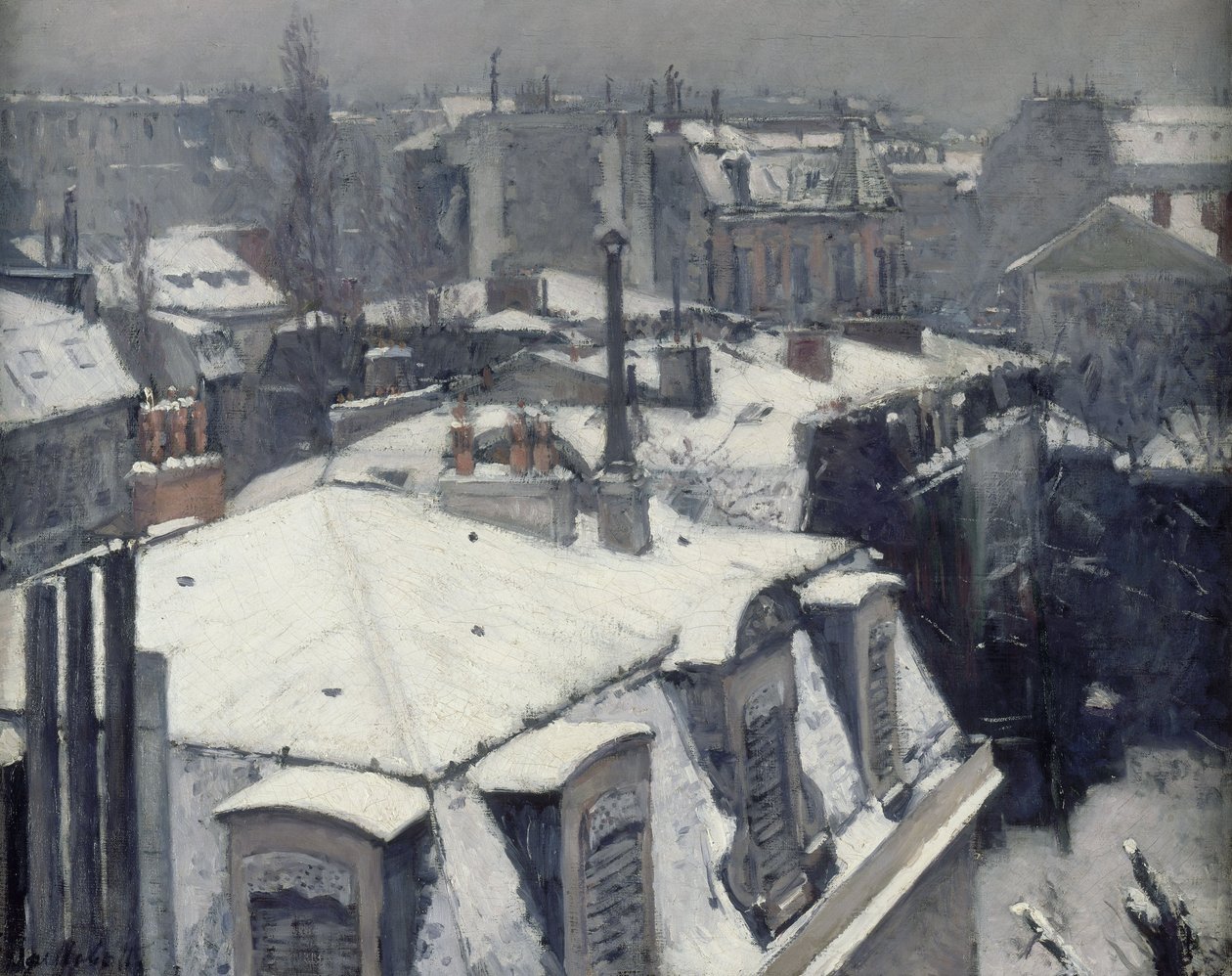 Hustage i sneen af Gustave Caillebotte