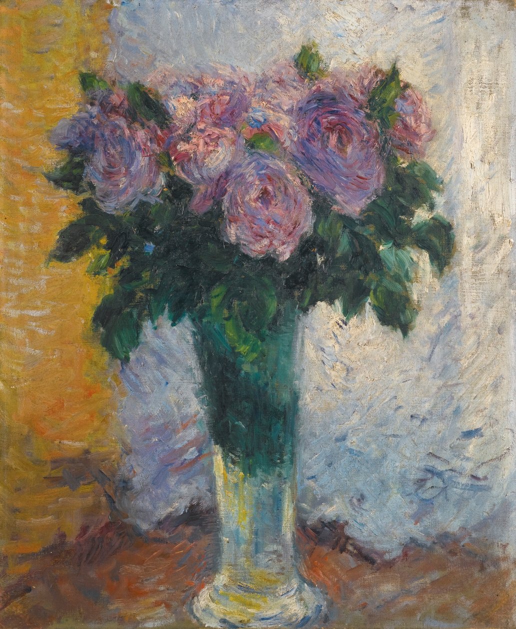 Roser i en vase af Gustave Caillebotte