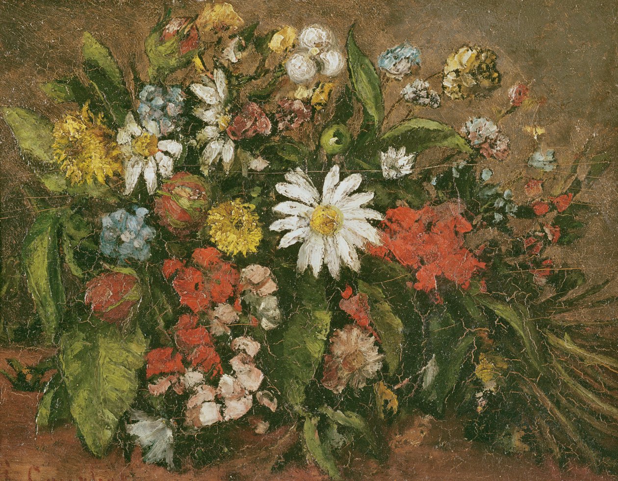 Blomster, 1871 (olie på træ) af Gustave Courbet