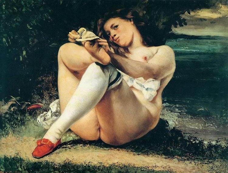 Kvinden med de hvide strømper af Gustave Courbet