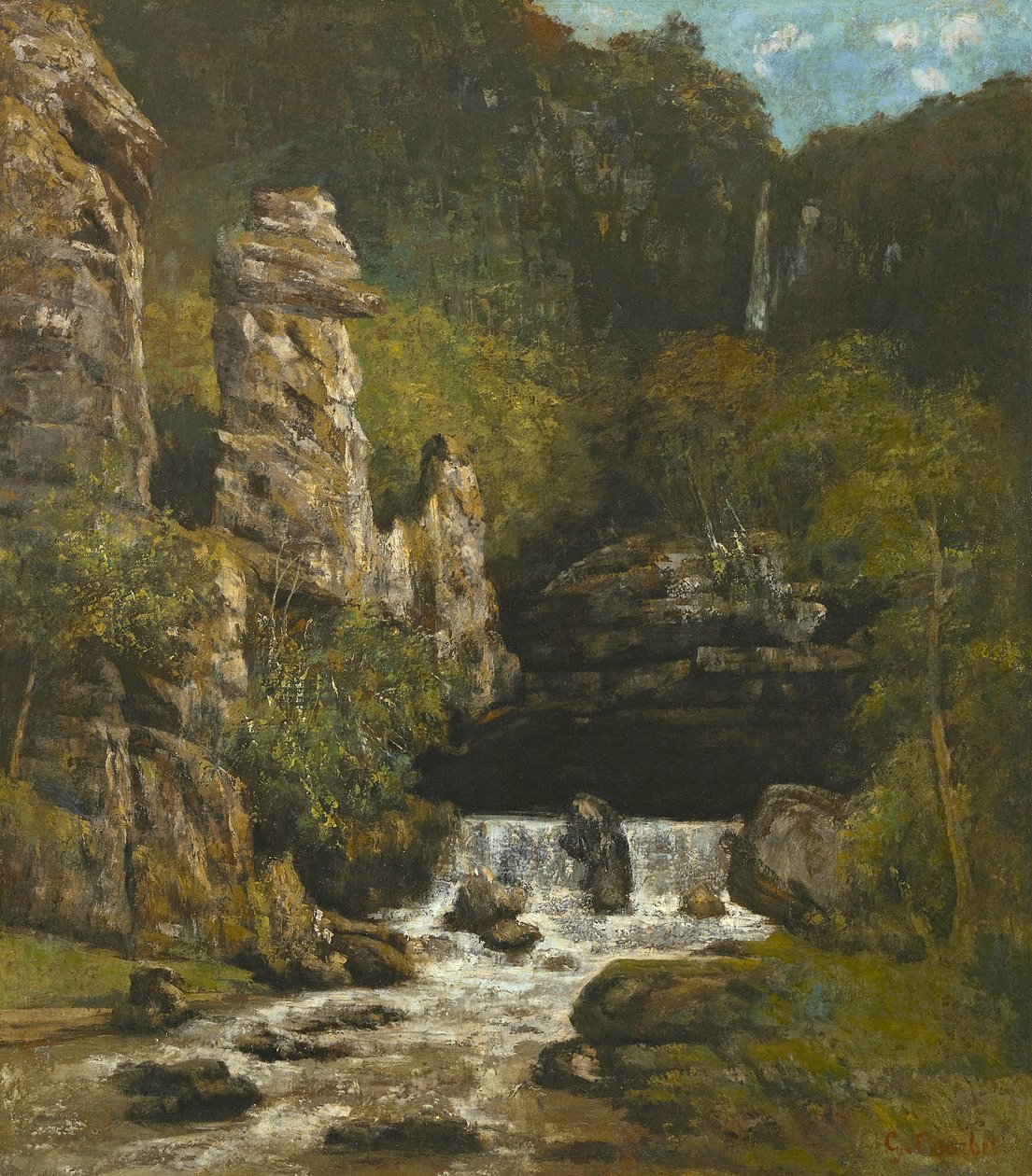 Landskab med et vandfald, c.1865 af Gustave Courbet