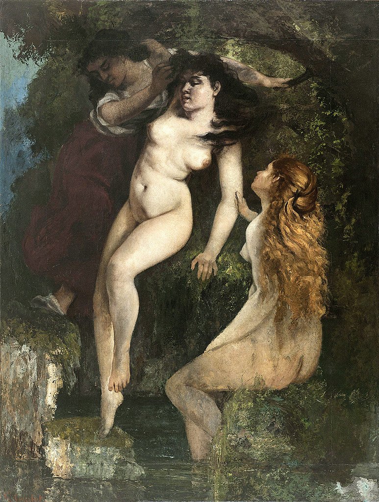 De tre badegæster af Gustave Courbet