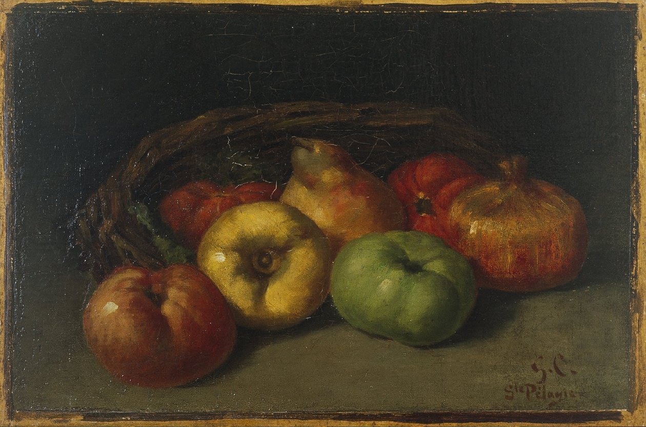 Stilleben med æbler, pærer og granatæbler af Gustave Courbet