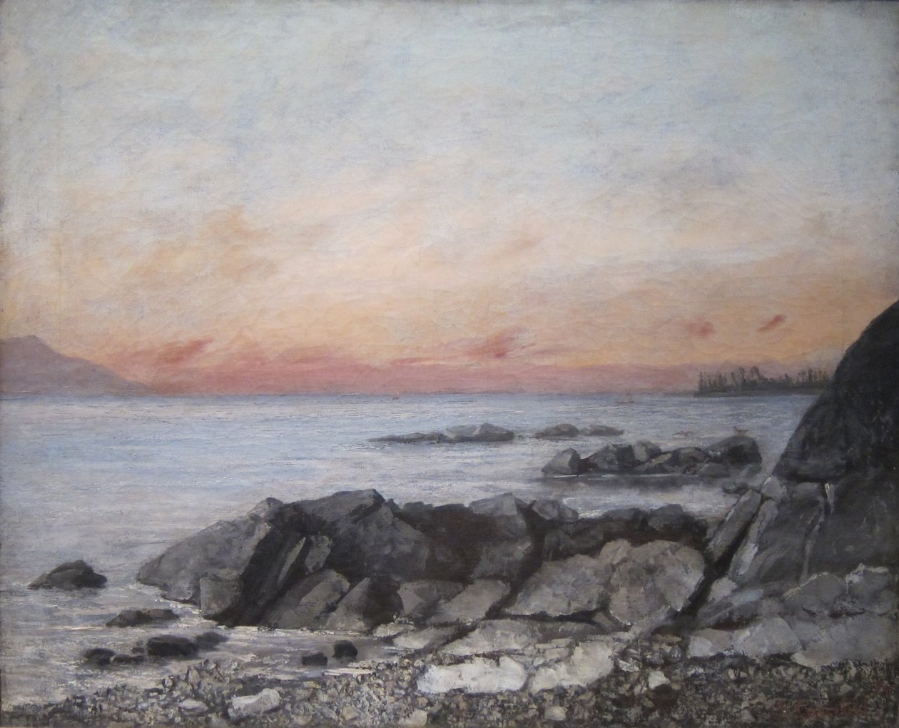 Solnedgang, Vevey, Schweiz af Gustave Courbet