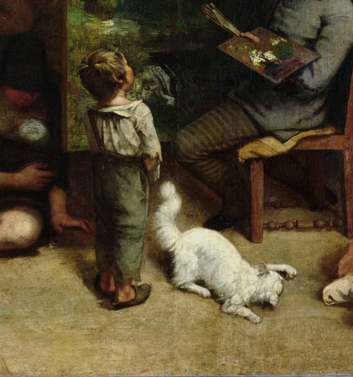 The Studio of the Painter, a Real Allegory, 1855 (detalje fra 19190) af Gustave Courbet