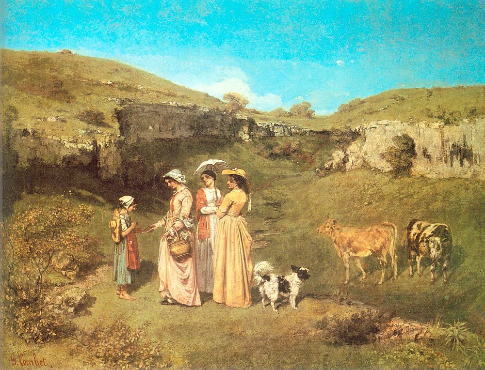 Landsbyens unge damer af Gustave Courbet