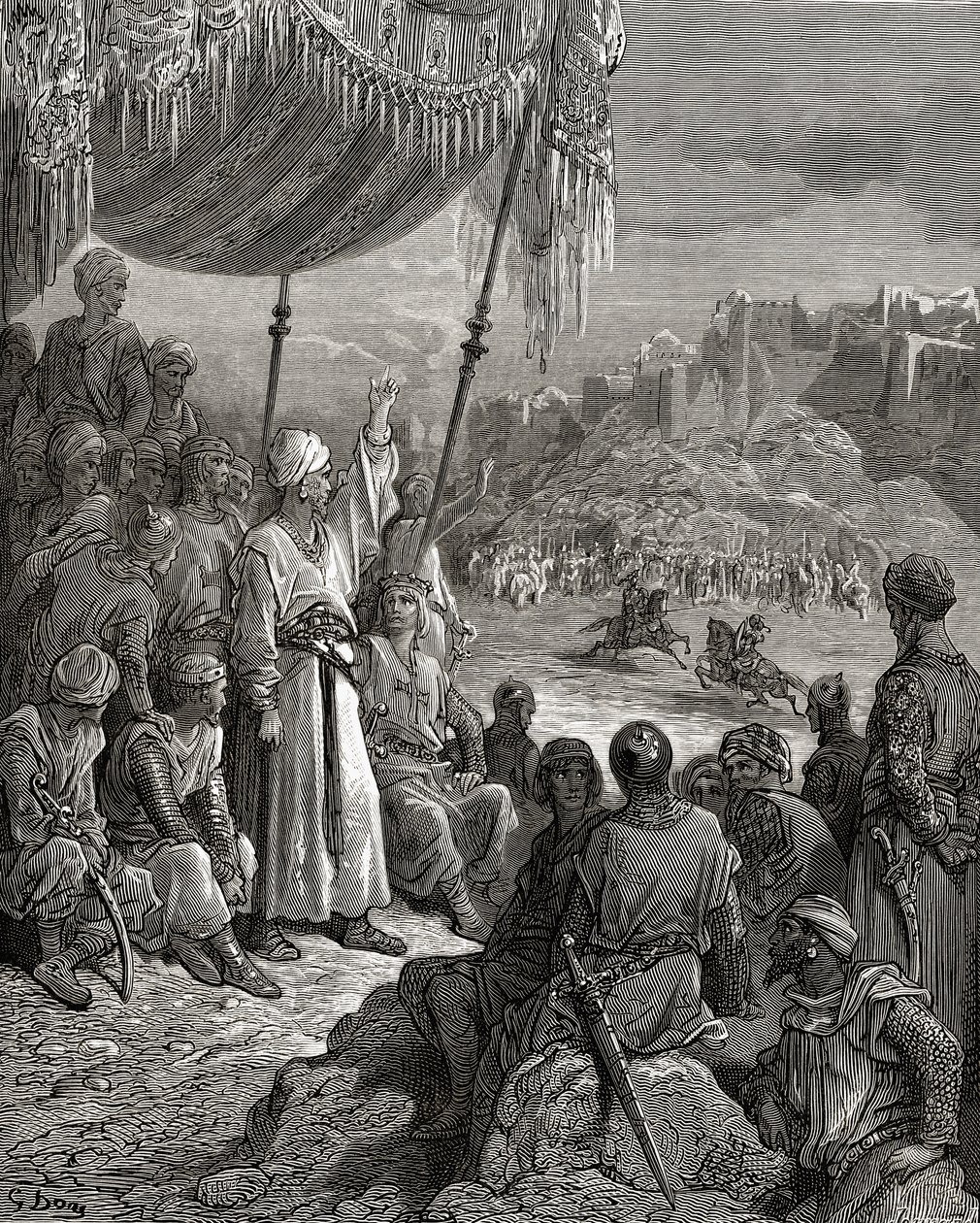 En venskabsturnering under det tredje korstog i 1189, illustration fra 