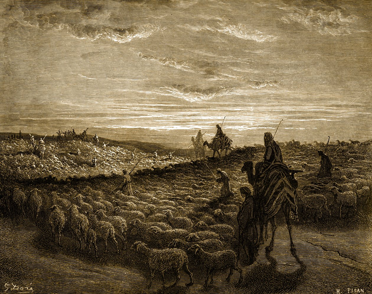 Abram på sin rejse ind i Kanaan - Bibelen af Gustave Dore
